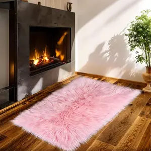 Faux Fur Rug - Faux Sheepskin Rug, Area Carpet Soft Fluffy Carpet 20 x 32 Inch,for Bedroom, Living Room, Nursery, Indoor Floor Carpet , Pink Shaggy Fuzzy Rugs Home Decor Rugs