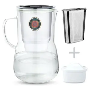 Borosilicate Glass Pitcher of Life Alkaline Water Pitcher with Stainless Steel infuser & Sacred Geometry