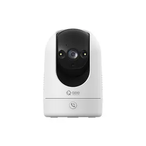 QSEE Hestia 4T, 2K Indoor Pan/Tilt Smart Security Camera, Pet Camera 2.4GHz/5 GHz Wi-Fi with Night Vision, Motion Detection, Cloud & SD Card Storage, 2-Way Audio, Phone APP Control, Colorful Smart Home Camera with Call Button