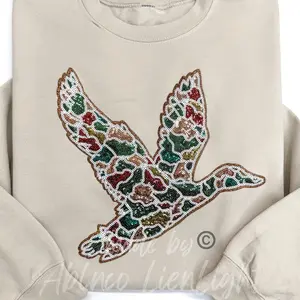 Camo Hunting Sequins Patch Sweatshirt Pullover Womenswear