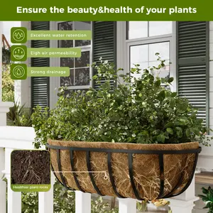 Bamworld 2pcs 66cm Hanging Planter Liners, Thick Coconut Coir Coco Fiber Liners, Hanging Plant Holder Replacement for Wall and Window Boxes, Indoor Outdoor Use
