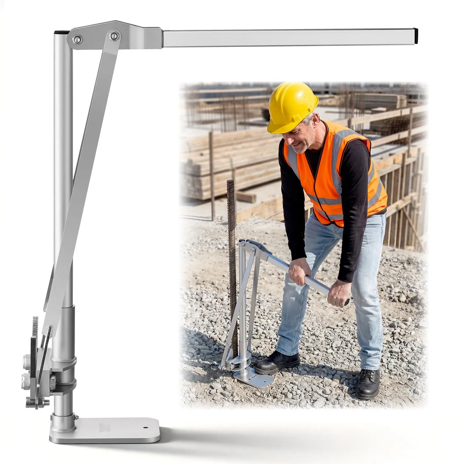 Heavy-Duty T-Post Puller With 3.54-Inch Max Clamping Width, Steel Jaw Grip, Powder-Coated Finish, Portable And Easy-To-Store Fence Post Remover Tool For Rebar Stakes, Wood Stakes, Road Signs, Construction And Farm Applications