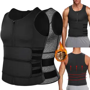 Sauna Vest for men, Double Belt Compression Sauna Vest Waist Trainer, Men Tummy Control Waist Trainer Gym Fitness Sweat Abdominal Shaping Tank Top Workout Apparel