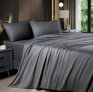 Shilucheng Silk Bamboo Bedding Set Cool Breathable Hotel Luxury Super Silky Soft 4 6 Pc 16 18" Bedding Sheet Set for Single Beds