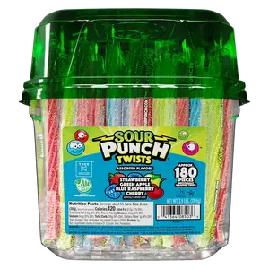 Sour Punch Twists, 6" Individually Wrapped Candy, Assorted Flavors, 3.9LB Tub