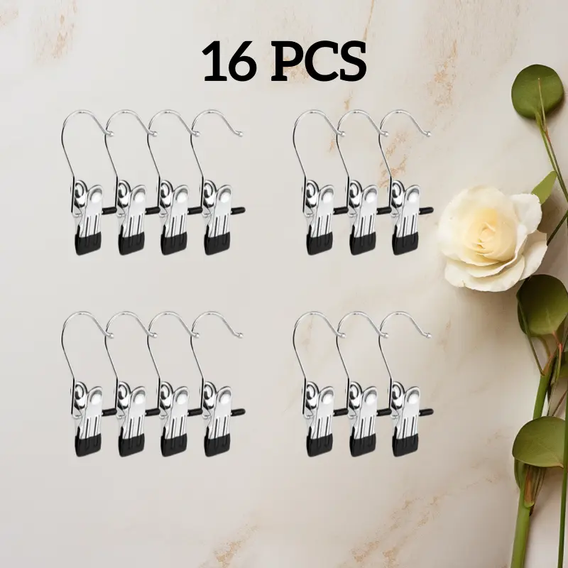 16 Pieces Boot Hanger Clips for Closet, Laundry Hanging Hooks Heavy Duty Clips Boot Holder Portable Single Hooks Space Saving for Pants Jeans Clothes Hats Tall Towels