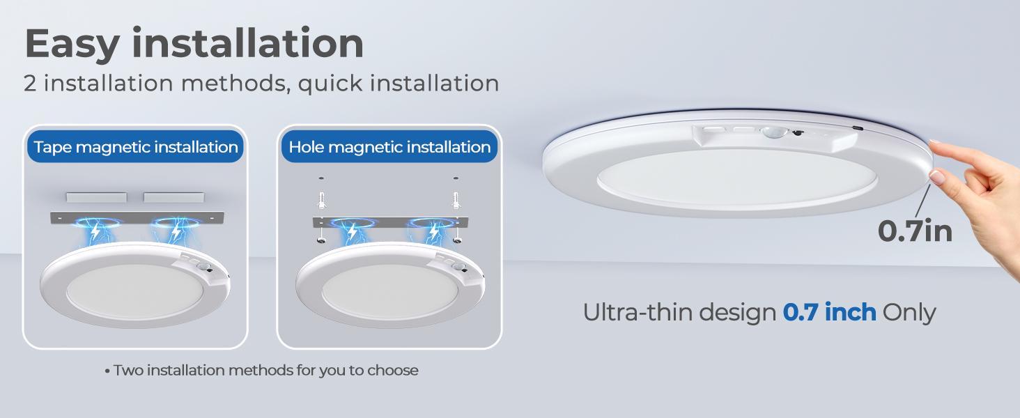 Rechargeable Motion Sensor Ceiling Light , 3 Color Dimmable Upgraded Version with Remote Control, Ultra-Thin Magnetic Wireless LED Light, 400LM Battery Operated for Closet Stair Hallway Shower Indoor Rechargeable Motion Sensor Ceiling Light , 3 Color Dimmable Upgraded Version with Remote Control, Ultra-Thin Magnetic Wireless LED Light, 400LM Battery Operated for Closet Stair Hallway Shower Indoor