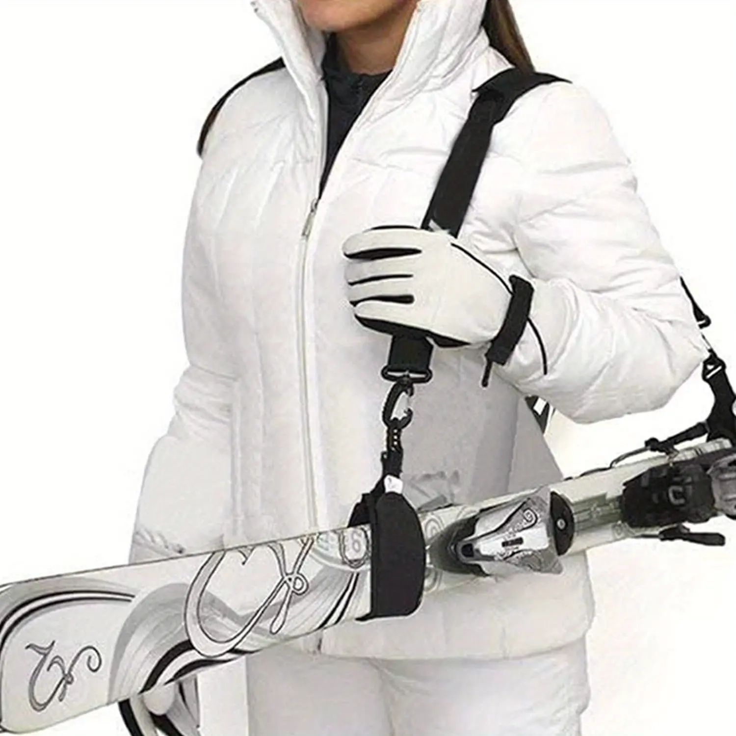 1count Adjustable Skiing Pole Shoulder Straps, Lash Handle Straps, Nylon Skiing Pole & Snowboard Carrier, Detachable Shoulder Strap