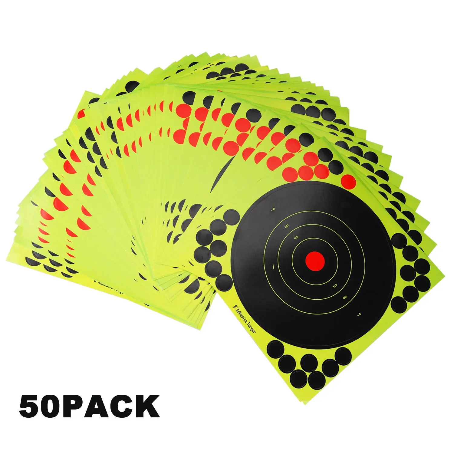 8-Inch Bullseye Shooting Targets, 50-Pack Self-Adhesive Stickers for Outdoor Training, Sports Day & Archery Practice, 50 Targets Per Pack