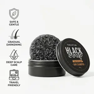 Pure Black Shampoo Bar - Gentle formula for deep scalp cleansing after hair dyeing - Gradually covers gray hair and repairs hair roots - Eco-friendly and portable, suitable for daily washing and care of mature hair.