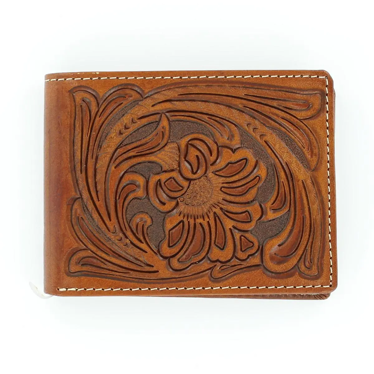 Nocona Leather Flower Tooled Bi-Fold Wallet