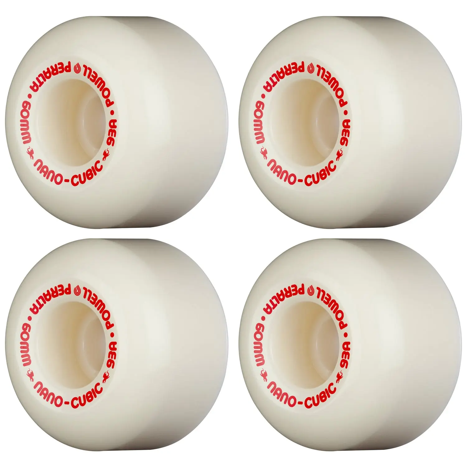 Powell Peralta Skateboard Wheels 60mm x 38mm Dragon Formula 93A Nano Cubic Off White