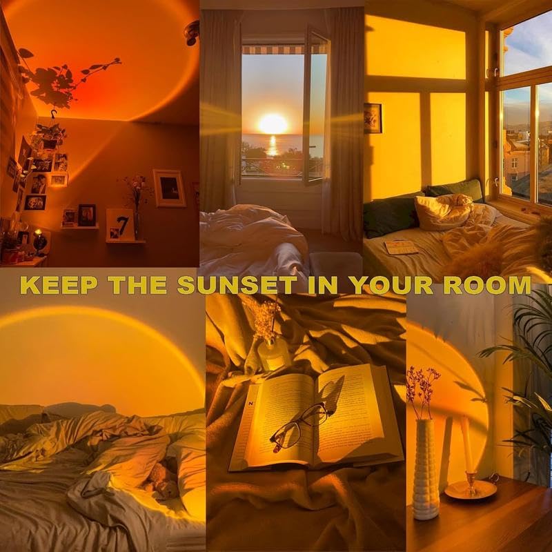 Sunset Lamp Projector Rainbow Projection Lamp Romantic LED Sunset Projection Light for Party Photo Vlog Background Bedroom