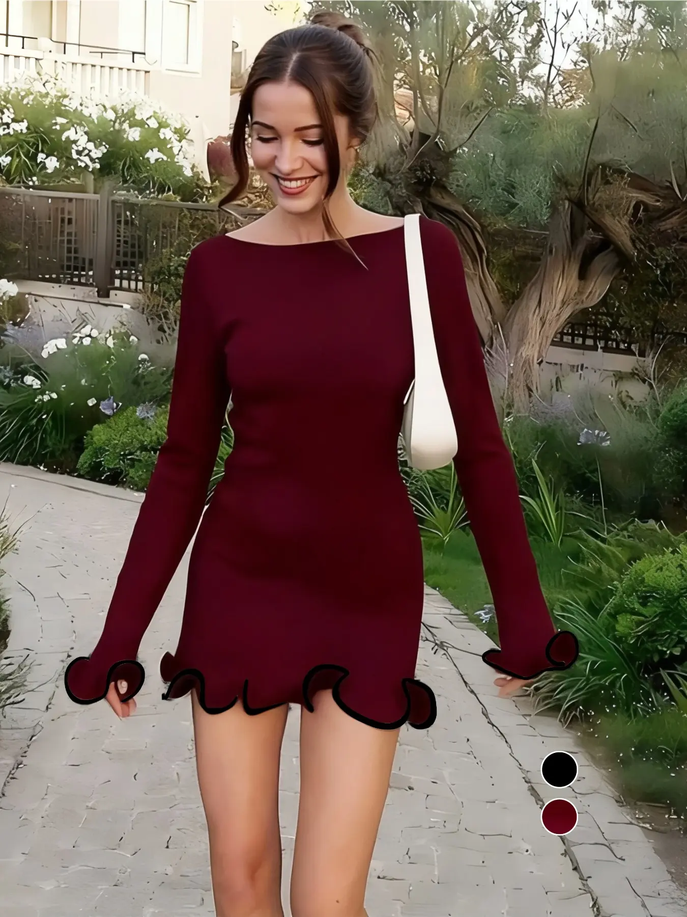 Women's Elegant Casual Slim-Fit Long Sleeve Colorblock Ruffle Hem Dress, Fall & Winter Plaid Pattern, Moderate Fabric Thickness, Stylish Kint Design, Womenswear - TikTok Shop Women's Elegant Casual Slim-Fit Long Sleeve Colorblock Ruffle Hem Dress, Fall & Winter Plaid Pattern, Moderate Fabric Thickness, Stylish Kint Design, Womenswear - TikTok Shop
