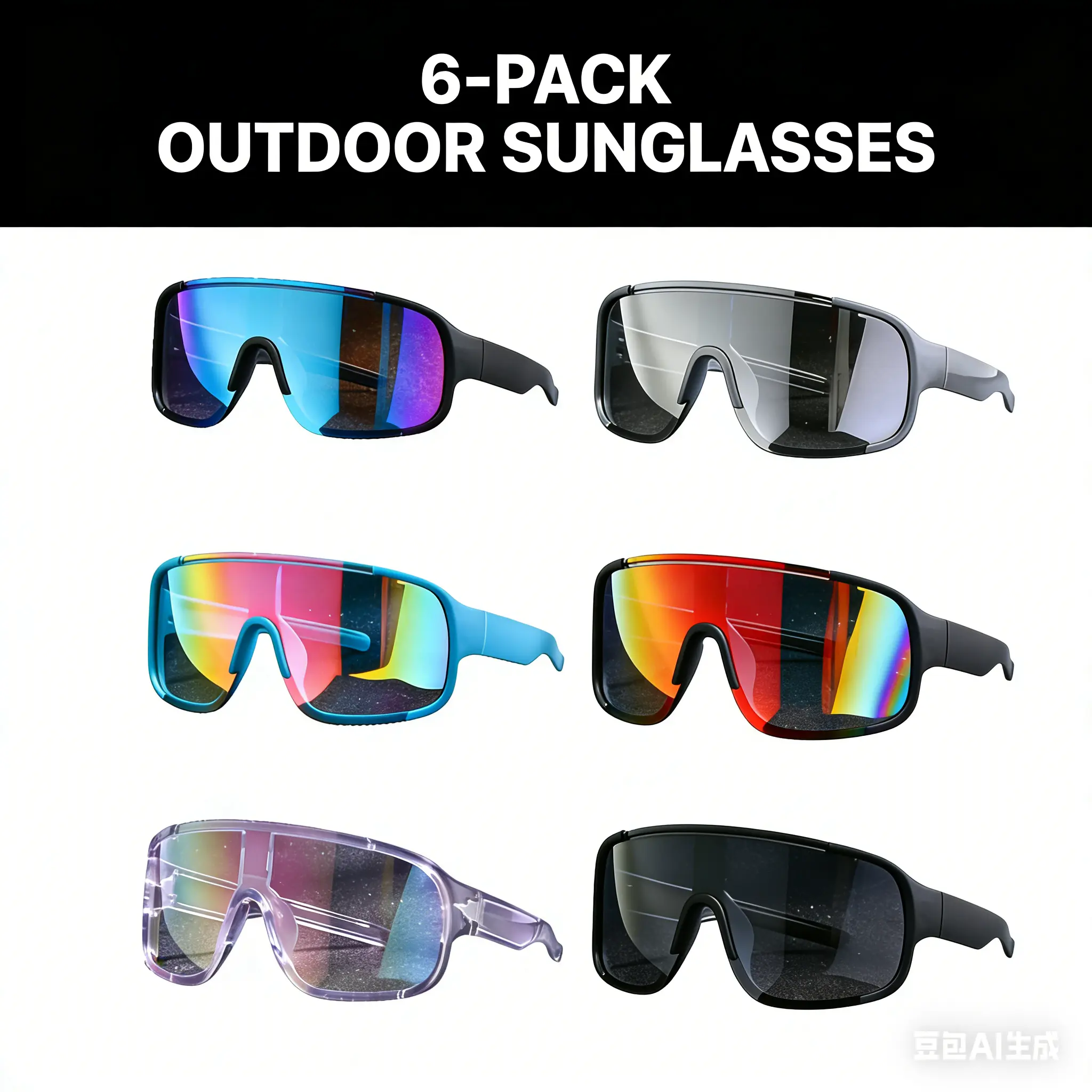 Paleshy Sports Eyewear, 6-Pack Polarized Sports Sunglasses for Men, Fit Over Glasses for Driving, Fishing & Golf, Windproof Sports Sunglasses, Driving Outdoor Shades