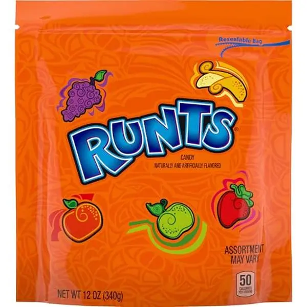 Wonka Runts Hard, Chewy & Fruity Candy, Recloseable Bag 12.0 oz