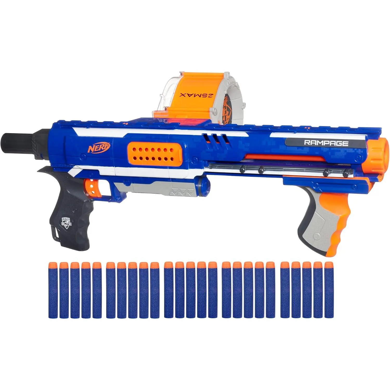NERF Rampage N-Strike Elite Toy Blaster with 25 Dart Drum Slam Fire for Kids, Teens, & Adults
