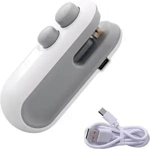 Mini Bag Sealer, 2026 Upgrade 2 in 1 Magnetic Food Sealer, Small 2 in 1 Rechargeable Magnetic Snack Sealer Household Mini, Heat Sealer with Cutter USB Rechargeable for Kitchen (White)