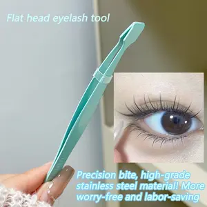 MIXIAOHE Flat eyelash tweezers for beginners, made of stainless steel, easier to grasp eyelashes and safer than eyelash curlers, the flat clamp design is easy to use and the makeup is natural, you can stick on false eyelashes, Eyelash Tools