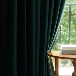 French Style Solid Color Light Blocking Wool Fleece Bedroom Balcony Curtain, Fashionable Hole Drapery for Living Room