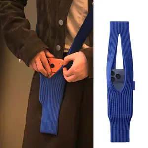 2-Pack Soft Cloth Knit Phone Pocket for iPhone and All Cell Phone Includes 1 Long and 1 Short Soft Phone Pocket, Phone Lanyard