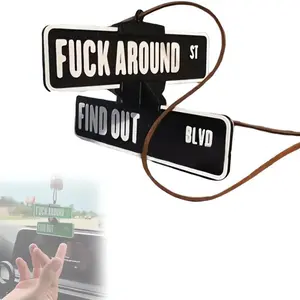 FAFO Decor-Fuck Around and Find Out Street Sign Hanger 3D Printed Funny Warning Sign for Car Rearview Mirror Novelty Rotation Corner Hanging Ornament parking  pole