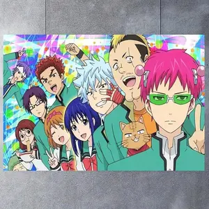 1pc  Saiki K Japanese Anime Canvas Poster - Vibrant Colorful Character Artwork For Bedrooms, Corridors & Winter-Themed Room Decor, 12x18 Inch, Seasonal Room Decor |     Playful Character Art |