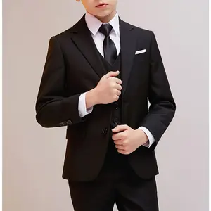 Jacket+Vest+Pants+Tie-4pcs Set Formal Dress Piano Performance Graduation Ceremony Suit Wedding Attire Boys 3D Printed Short-sleeved Shorts Slim Fit Kids Formal Tuxedo Suit camo hoodies Print Pocket Plaid Boy's Formal Suit Set jacket Blue Boys Formal Suit