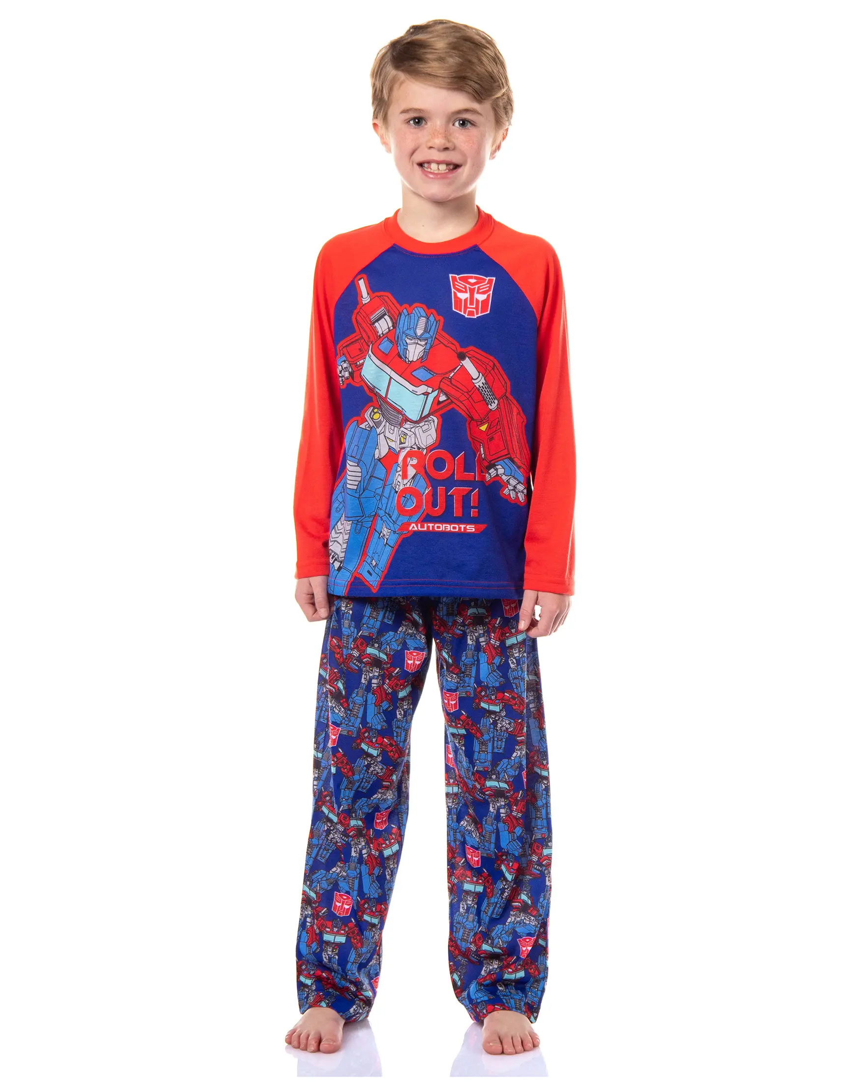 PJammy Boys' Transformers Optimus Prime Roll Out Autobots 2-Piece Full-Length Long Sleeve Pajama Set, Breathable Safe Materials, Casual Wear for Everyday Use