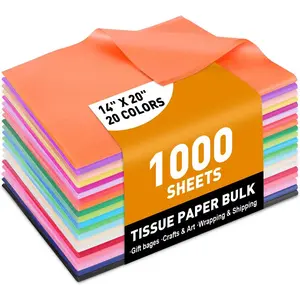 1000 count Tissue Paper, 20 Colors 14" X 20" Tissue Papers Bulk for Packaging, Colored Tissue Paper for  Bags Crafts Birthday Party Flower Decoration