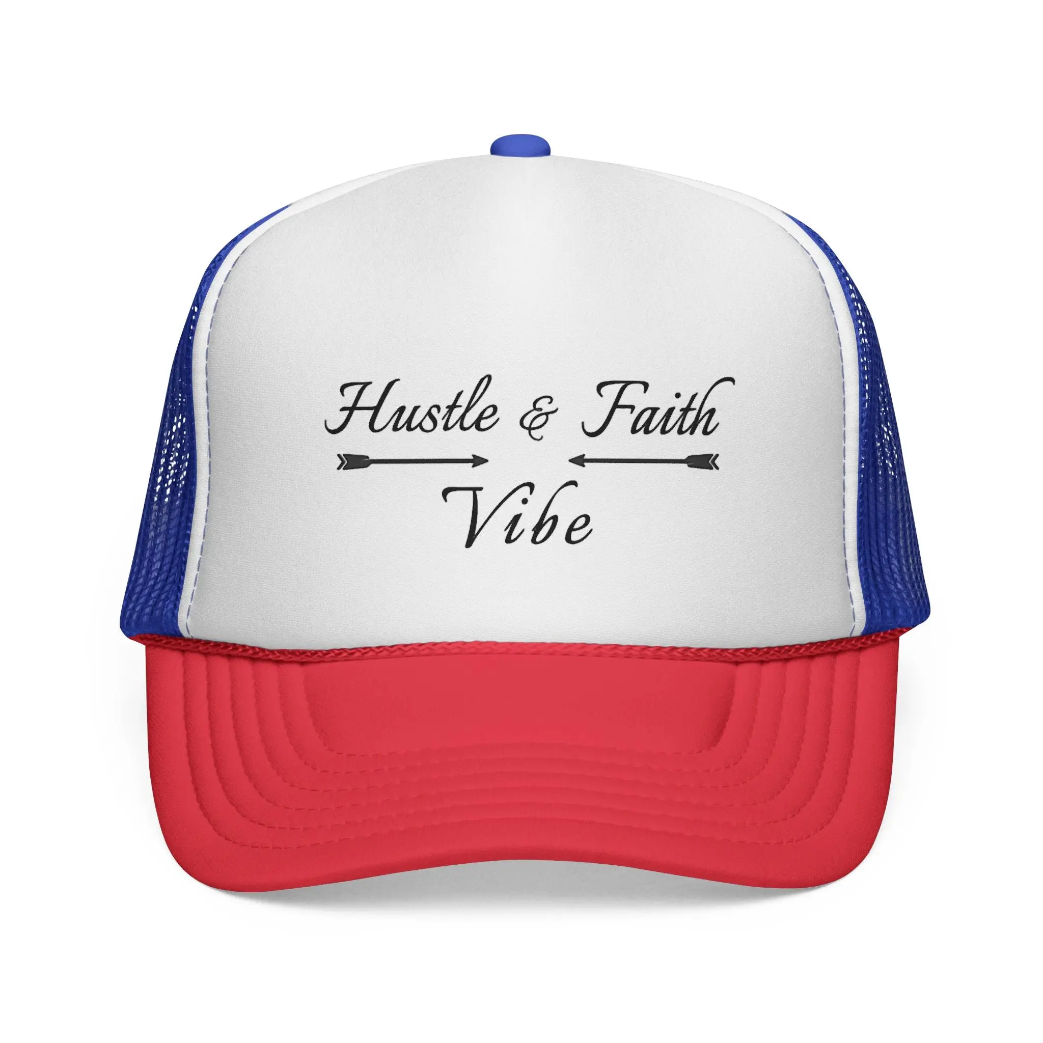 Motivational Trucker Cap - Hustle & Faith Vibe, Inspirational Hat, Casual Cap, Gift for Entrepreneurs, Trendy Accessories