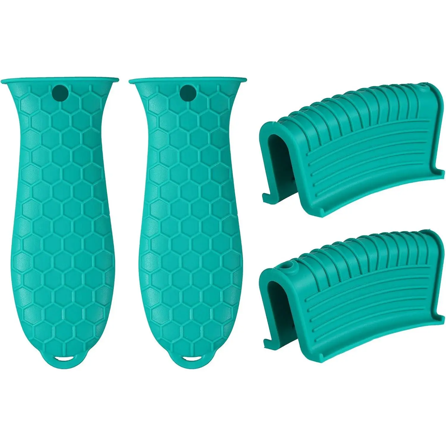 Lake Blue 4 Count Non-Slip Hot Handle Holder & Assist Grips for Cast Iron Skillets, Heat Resistant Handle Cover Sleeve for Frying Pans, Casserole, Cookware Handles