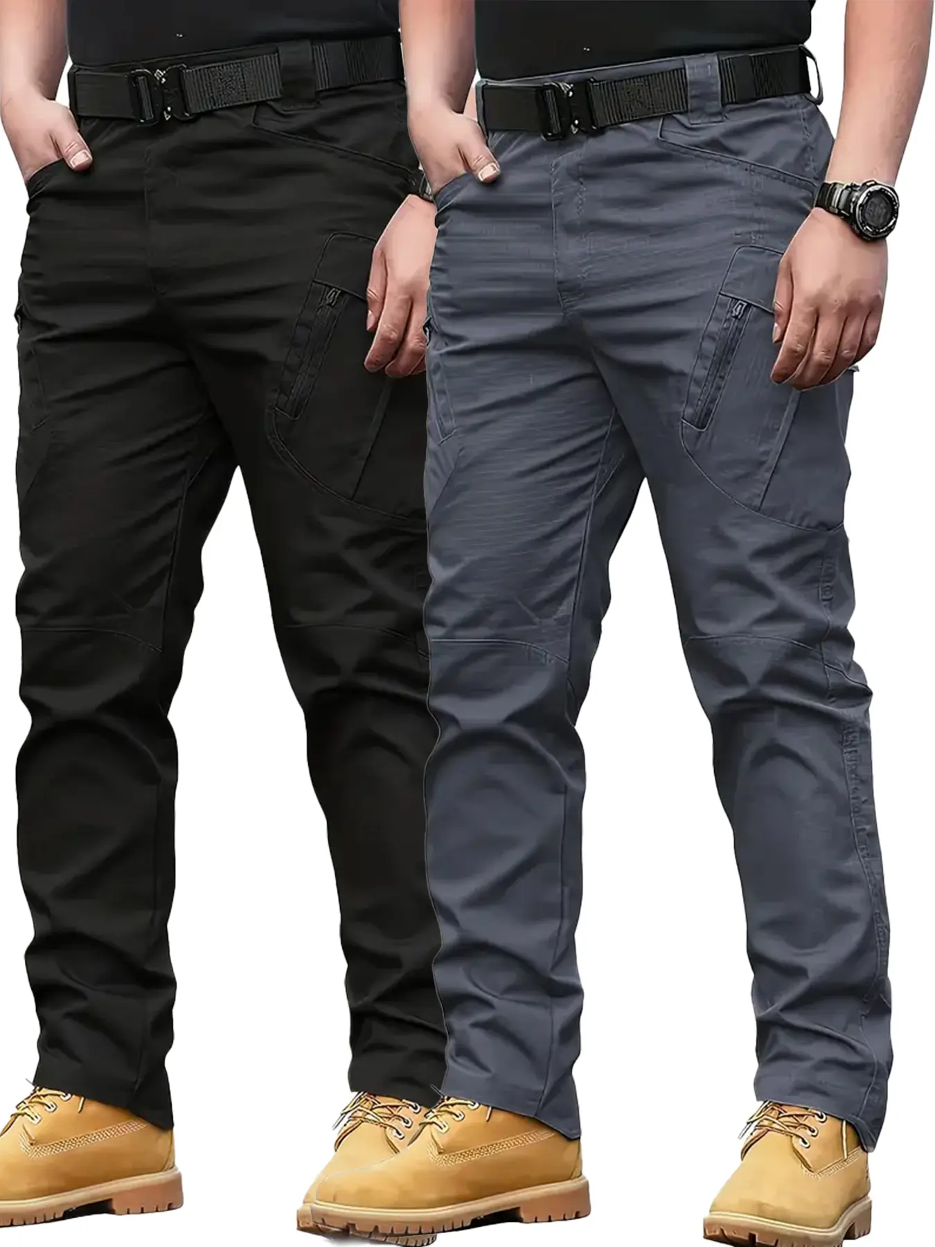 Men's Tactical Cargo Work Pants, Breathable Polyester Trousers with Multiple Pockets, Durable Tactical Gear for Hiking & Outdoor Activities, Casual, Men's Pants, Cargo Trousers, Soft campingessentials, Zipper, Working