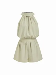 Cider High Neck Mid Rise Ruched Romper