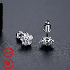 S925 Pure Silvery Moissanite Earrings in a Romantic Flower Design, Offering a Touch of Light Luxury And High-End Appeal. These Exquisite And Sweet Earrings Are Small And Perfect for Daily Wear Or Parties, Making Them an Ideal Gift for Women