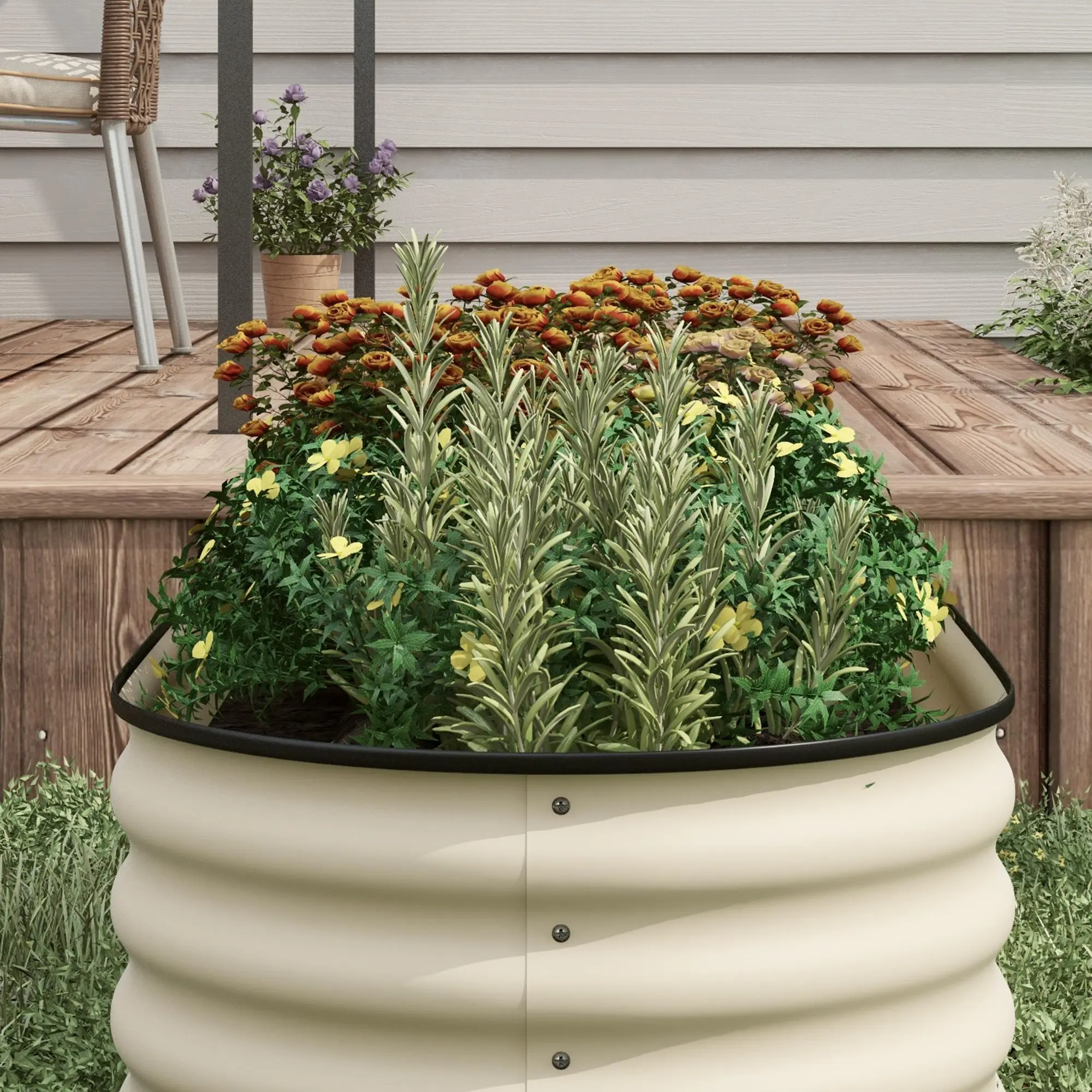 Outsunny 8' x 2' x 1.4' Galvanized Raised Garden Bed Kit with Safety Edging, Easy DIY Stock Tank for Growing Flowers, Herbs & Vegetables Outsunny 8' x 2' x 1.4' Galvanized Raised Garden Bed Kit with Safety Edging, Easy DIY Stock Tank for Growing Flowers, Herbs & Vegetables