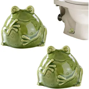2 Pack Ceramic Toilet Bolt Covers Decorative, YITOBA Cute Animal Toilet Screw Cover Caps, Mini Fat Frog Bathroom Decor and Easy Installation for Bathroom Bolt Caps (Frog)