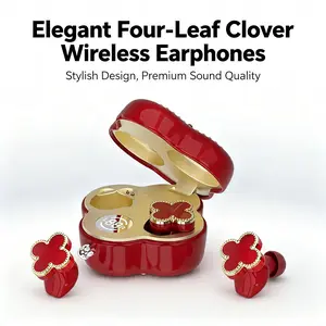 COREVO YX66 Four-Leaf Clover Wireless EarbudswithBluetooth 5.4, Stable Connection, ENC CallNoiseCancellation, Super Stereo Sound, Luxury RetroJewelry-Style Design for Women, Elegant ChargingCase,Compatible with Android & iOS, Ideal Gift for Girls comfy ti