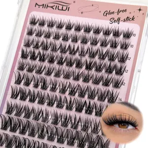 MIKIWI Self Adhesive Eyelashes, 10-16mm Pre Glued Eyelashes Clusters No Glue Natural Lash Clusters DIY Self Adhesive Lash Clusters