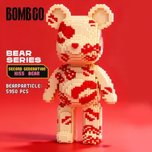 Bombgo Pixel Bear Building Block Kiss LargeBear 5950 pcs Bear Toys Birthday Christmas Gift Educational Blocks Trendy Decoration Cool Gifts Brick Family Bonding BlackFriday
