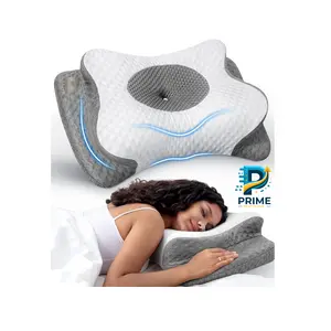 Cervical Pillow with Memory Foam - Crescent-Shaped Design for Natural Sleep Stance and Shoulder Relief