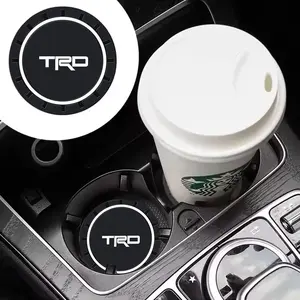 2pcs Trd Emblem Car Coaster, Water Cup Bottle Holder, Anti-Slip Pad Mat, Silica Gel Waterproof, for Toyota Trd Models