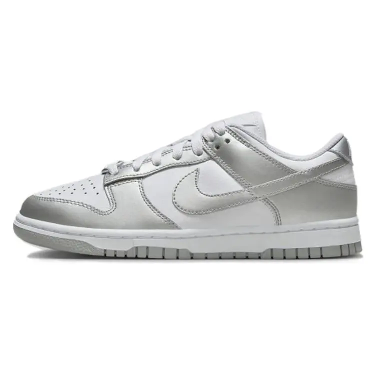 Nike Wmns Dunk Low 'Metallic Silver' Women's Athletic Sneaker - Round Toe, Lace-Up, All-Season, Comfortable, Durable, Stylish Casual Sports Footwear Trainer