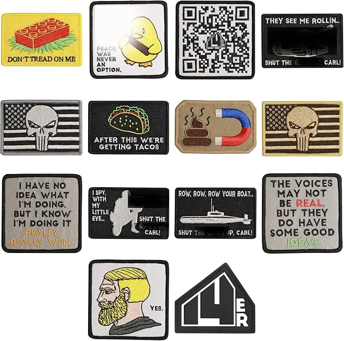 Military Morale Patches | Rick Roll Morale Patch,Airsoft Patches,Tactical Patches,Military Patches for Backpacks,Tactical Vest Patches,Backpack Patches | Morale Patch Bundle (14-Pack)