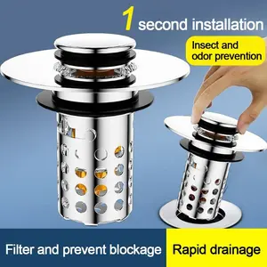 Anti-clog Floor Drain Filter Mesh Copper Core Hair Trap Pop Up Drain Filter Stainless Steel Multifunctional Shower Leak Net