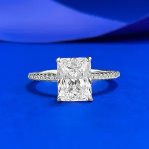 S925 Sterling Silver Rectangular 7*9mm 6A Cubic Zirconia Ring-443