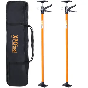 2-Pack Adjustable Steel 3rd Hand Support Pole System, PP+Steel Construction, Adjustable Height & Angle, 45-114 inches Extendable Rod, for Drywall, Cabinet Installation, DIY Home Projects, Crown Molding, Woodworking, with Carry Bag