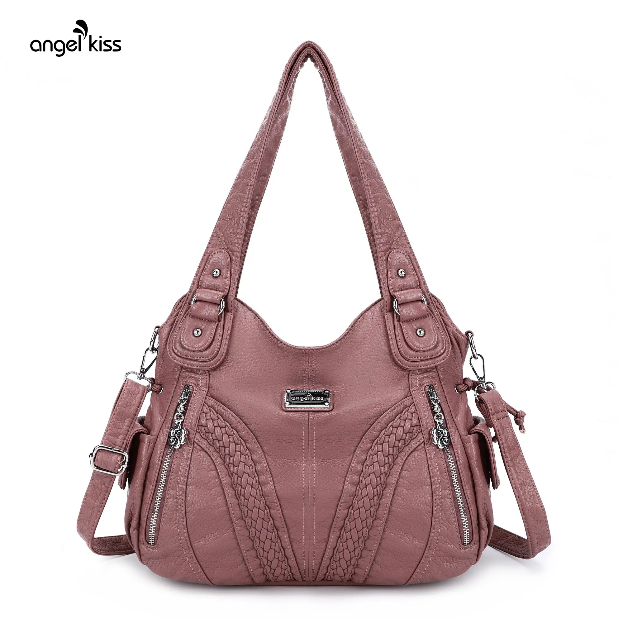 Angel Kiss Bag for Women - Multifunctional Tie-Dye PU Leather Tote, Stylish Top Handle Shoulder Satchel, Spacious Washed Synthetic Leather Purses with Chic Design for College Students summerwins