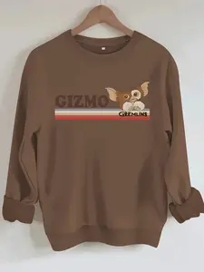 Women's Gizmo Gremlins Cartoon Print Sweatshirt, Graduation Long Sleeve Top, Back-To-School Clothing, Teacher, Fall & Winter Fashion