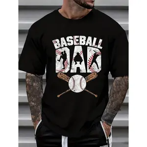 Baseball Dad T T Shirt for Men Baseball Fan Gift Father Day T Shirt with Crossed Bats And Ball Design Casual Wear for Sports Lovers 1 Breathable Sweat Wicking and Soft Suitable for Daily Commutes Lounging at Home and Casual Wear.2026 New Year's Party